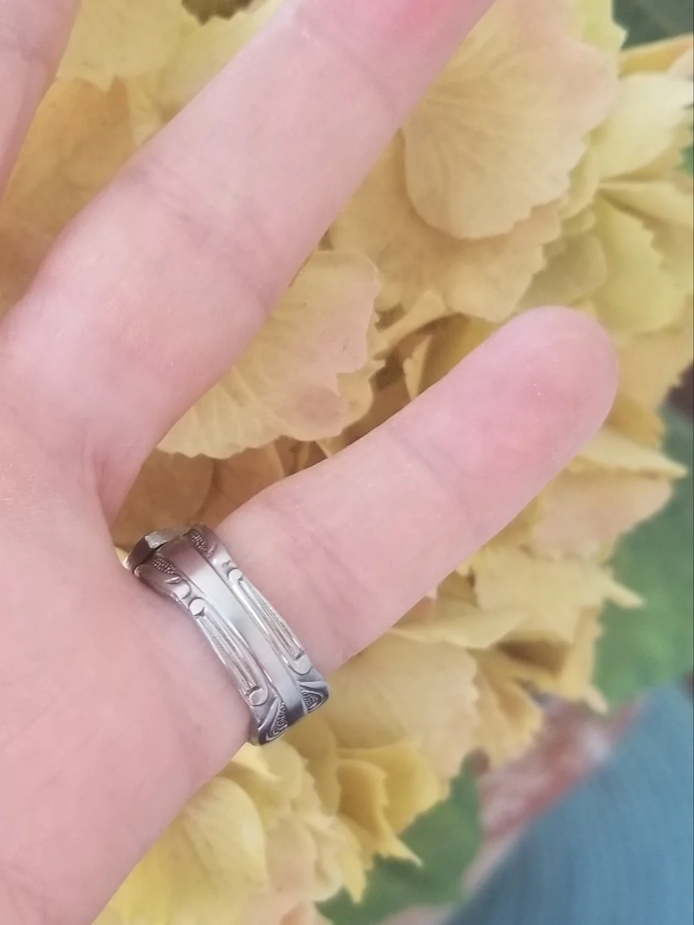 Silver Stainless Steel Spoon Ring  Size 6.5